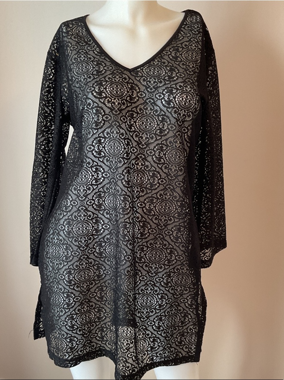 Mario Serrani Black Lace Coverup